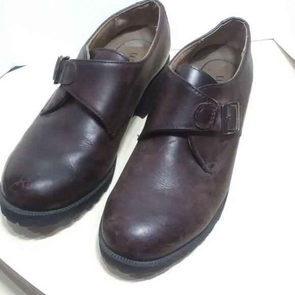Eastland Amherst Monk-Strap Loafers, Dark Brown Leather, Chunky Sole, Womens 8 - Picture 2 of 10